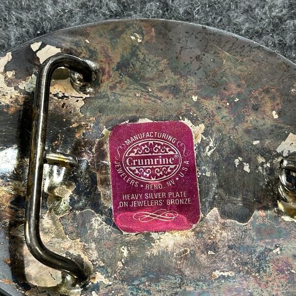 Western Texas Rangers COWBOY Belt Buckle! VINTAGE! RARE! Crumrine! SILVER PLATED - Picture 5 of 7